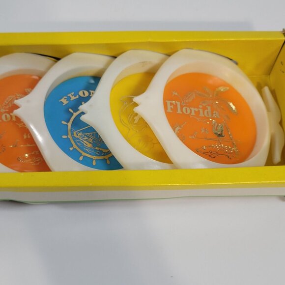 Vintage Florida Angel Fish Coaster Mid Century Set Of Six In Original Box - Picture 3 of 7
